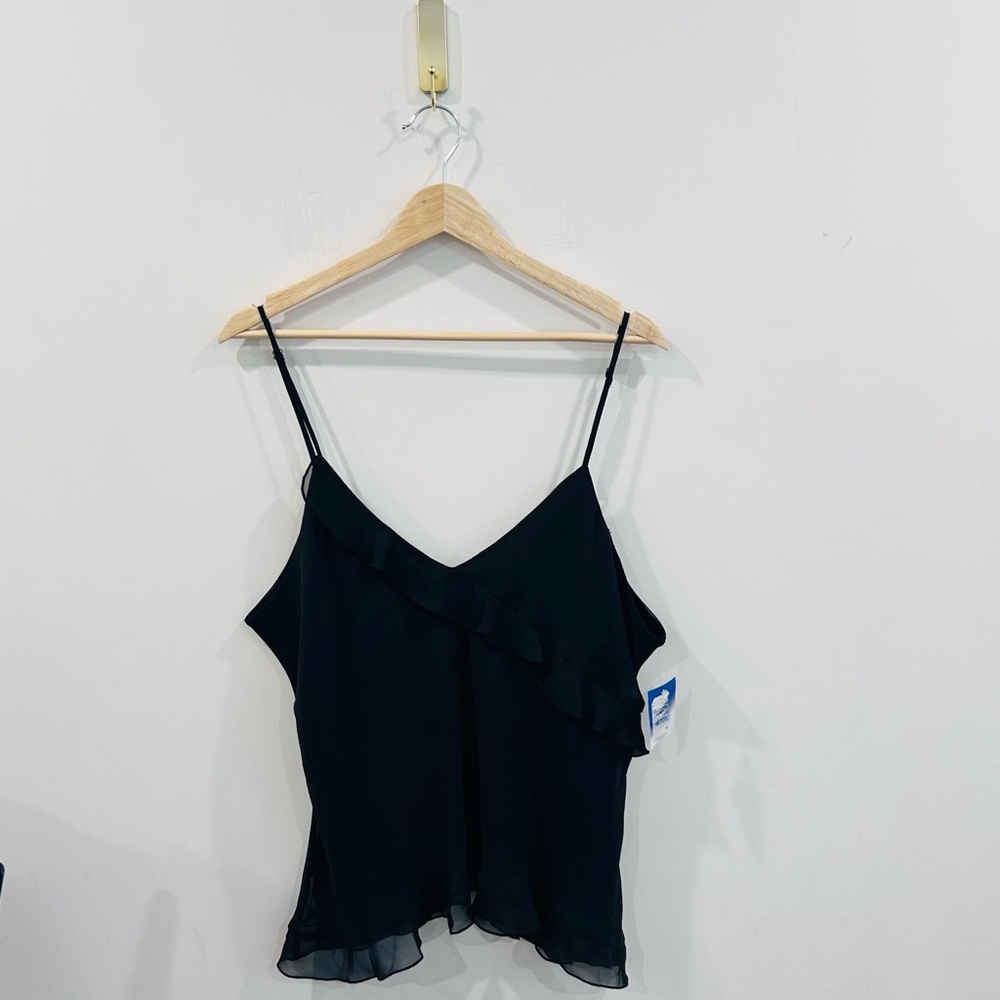 Abound Black Asymmetrical Ruffle Fitted Camisole Size 1X NWT